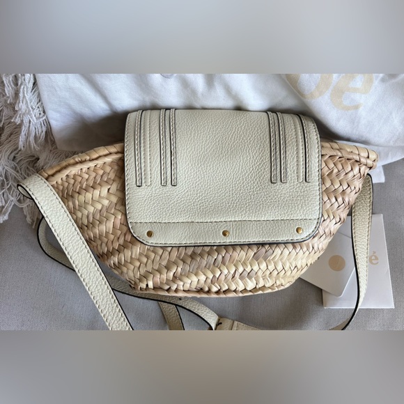 Chloe Marcie Small Basket Bag Raffia and Leather - Neutrals - Picture 3 of 16